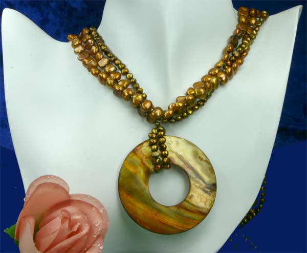 Süßwasser Zucht-Perlen-Collier3-reihig