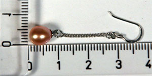Perlen-Ohrringe Lachsfarben O107 an 925 Sterling Silber Kette