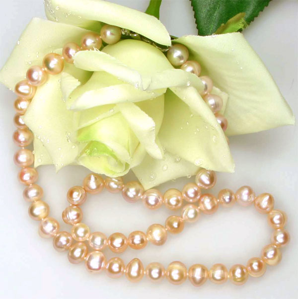 Echte Zucht-Perlenkette rose 7-8mm UVP 139€ ROSE NEU
