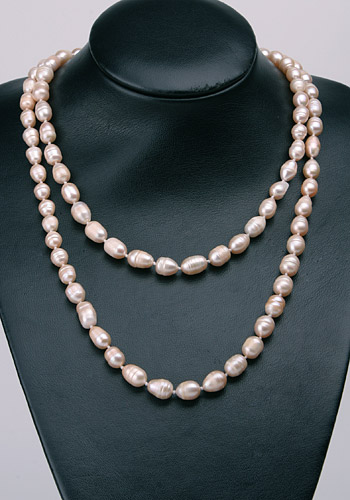 Süßwasser Zucht-Perlen-Kette ca120cm -rose-