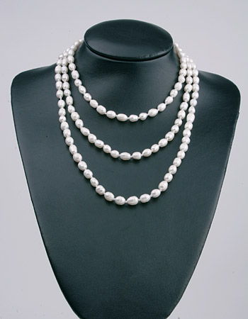 Süßwasser Zucht-Perlen-Kette ca. 150cm -weiß-