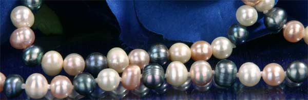 Echtes Zucht-Perlenset Bunt 6mm Armband + Kette NEU
