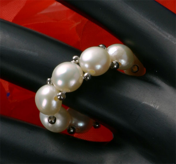Perlen Ring 1-Reihig Süsswasser Perlen Echte Perlen